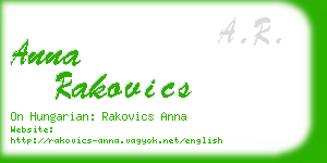 anna rakovics business card